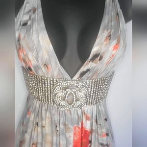 Crystal Jaguar Belt Crossback Cocktail Dress